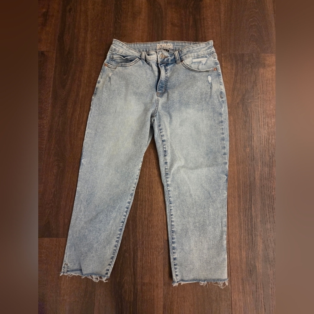 Rewash Distressed Light Wash Cropped Jeans